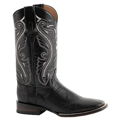 Pre-owned Ferrini Mens Teju Lizard Sq Toe Black Boots In Not Available
