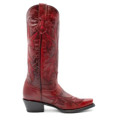 Pre-owned Ferrini Scarlett Embroidery Snip Toe Cowboy Womens Red Dress Boots 8426122