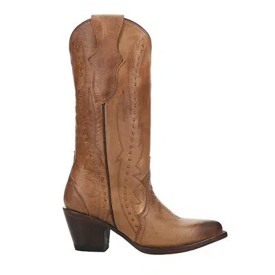 Pre-owned Ferrini Siren Embroidered Studded Snip Toe Cowboy Womens Brown Casual Boots 840