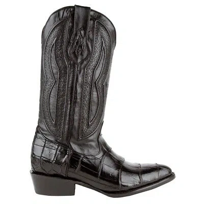 Pre-owned Ferrini Stallion Alligator Round Toe Cowboy Mens Black Casual Boots 10711-27