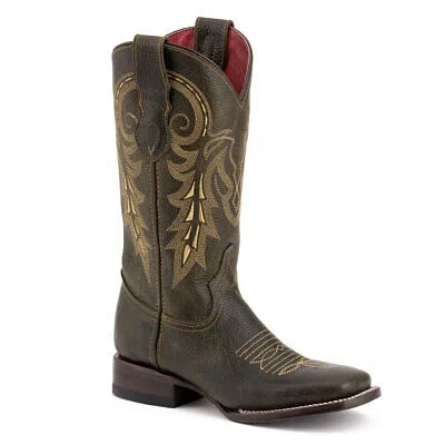 Pre-owned Ferrini Women's Blaze Square Toe Moss Western Boot (8329327) In Green