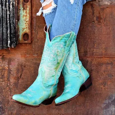 Ferrini Women's Southern Charm Leather Boots In Turquoise In Blue