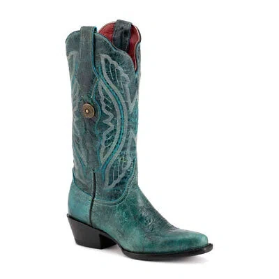 Pre-owned Ferrini Women's Twilight V-toe Teal Boots (8106143) In Blue