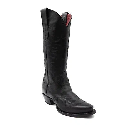 Pre-owned Ferrini Womens Scarlett V-toe Black Leather Cowboy Boots