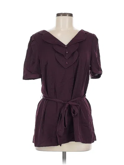Pre-owned Fervour Short Sleeve Blouse In Burgundy
