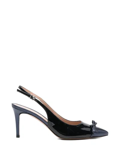 Festa Milano Antonias Bow-detail Leather Pumps In Blue