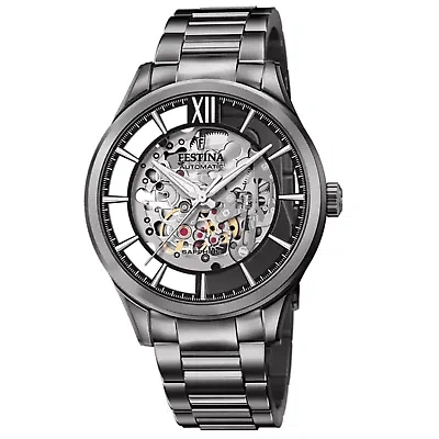 Pre-owned Festina F20632/1 Men's Grey Dial With Steel Bracelet Wristwatch