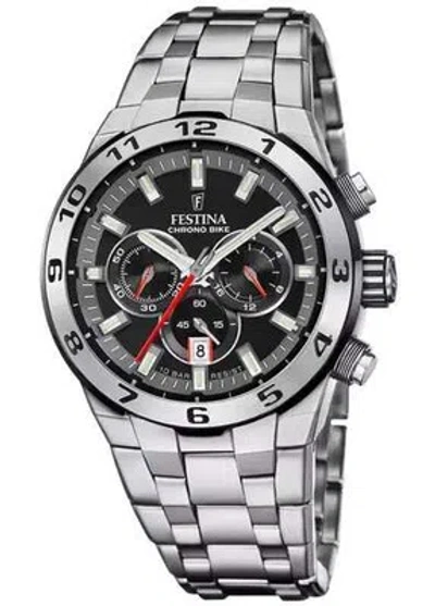 Pre-owned Festina Men's Chrono Bike 2024 (44.5mm) Black Dial / Stainless Steel F20670/6