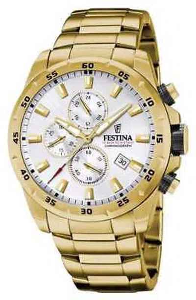 Pre-owned Festina Men's Chronograph | Silver Dial | Gold Pvd F20541/1 Watch