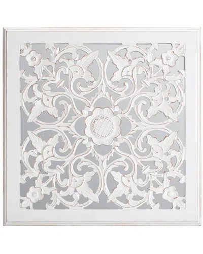 Fetco Maia White Carved Mirrored Medallion Wall Art
