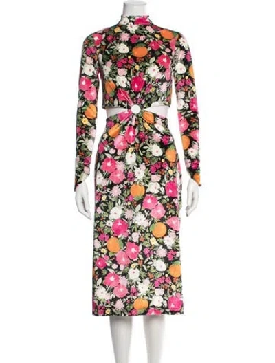 Pre-owned Fete Imperiale Floral Print Midi Length Dress In Multicolor