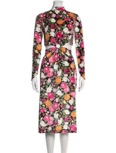 Pre-owned Fete Imperiale Floral Print Midi Length Dress W/ Tags In Multicolor