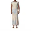 Fete Imperiale Hemera Short Sleeves Long Dress In Ice Melt In White