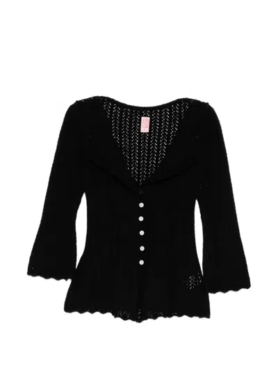 Fetico Bouclé Lace Cardigan In Black