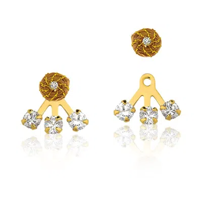 Fetutti Jewelry Women's Ily Golden Grass Jacket Earrings