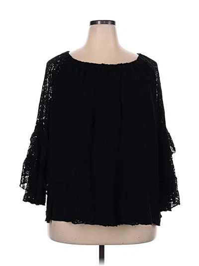 Pre-owned Fever 3/4 Sleeve Blouse In Black