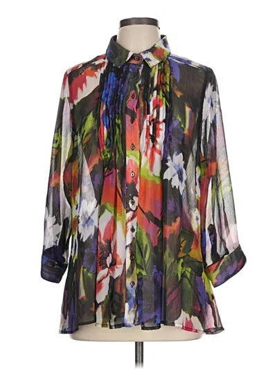 Pre-owned Fever 3/4 Sleeve Blouse In Black