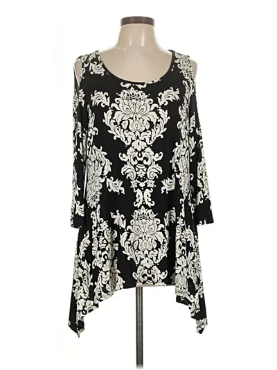 Pre-owned Fever 3/4 Sleeve Blouse In Black