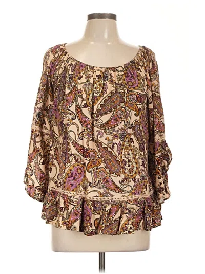 Pre-owned Fever 3/4 Sleeve Blouse In Brown