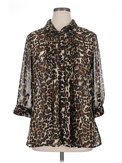 Pre-owned Fever 3/4 Sleeve Blouse In Brown