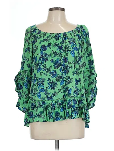 Pre-owned Fever 3/4 Sleeve Blouse In Green