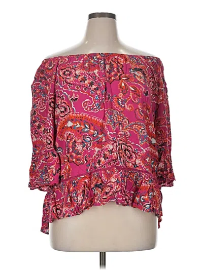 Pre-owned Fever 3/4 Sleeve Blouse In Pink
