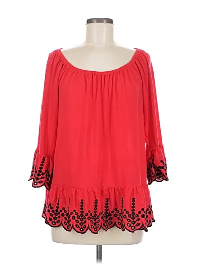 Pre-owned Fever 3/4 Sleeve Blouse In Red