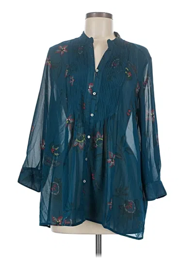 Pre-owned Fever 3/4 Sleeve Blouse In Teal