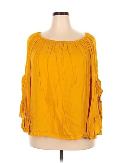 Pre-owned Fever 3/4 Sleeve Blouse In Yellow