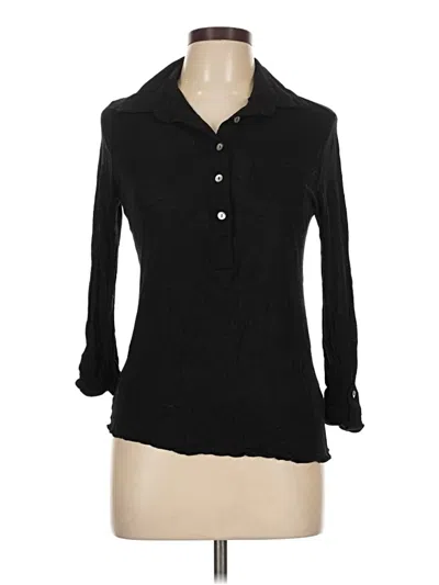 Pre-owned Fever 3/4 Sleeve Button Down Shirt In Black