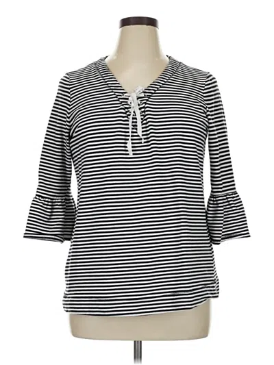 Pre-owned Fever 3/4 Sleeve Top Black Keyhole Neckline Tops