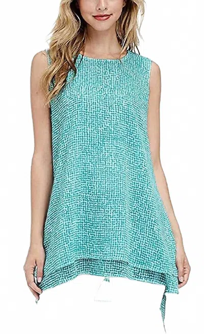 Fever Double Layer Sleeveless Blouse In Aqua Speckle Grid In Multi
