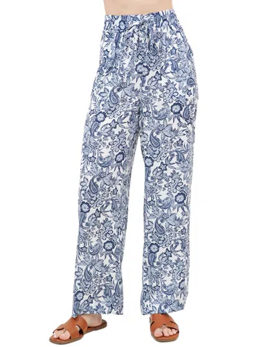 Fever Elastic Waist Drawstring Full Length Pant In Mbl Paisley Jubilee
