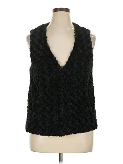 Pre-owned Fever Faux Fur Vest In Black
