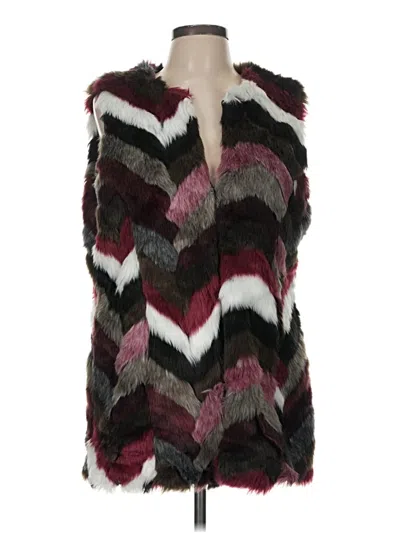 Pre-owned Fever Faux Fur Vest In Burgundy