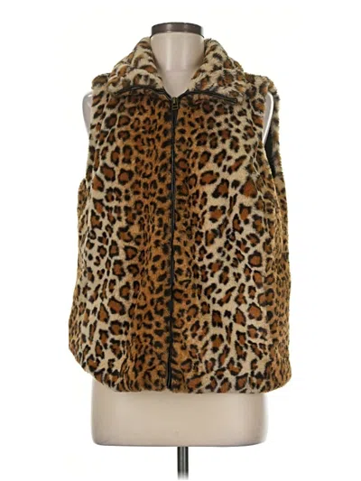 Pre-owned Fever Faux Fur Vest In Gold