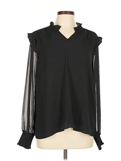 Pre-owned Fever Long Sleeve Blouse In Black