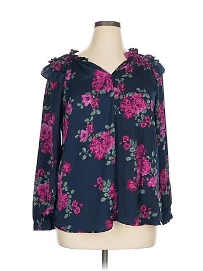 Pre-owned Fever Long Sleeve Blouse In Blue