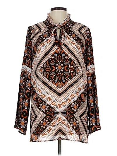Pre-owned Fever Long Sleeve Blouse In Brown