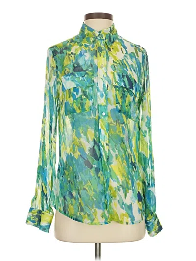 Pre-owned Fever Long Sleeve Blouse In Green