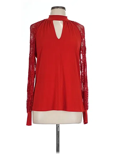 Pre-owned Fever Long Sleeve Blouse In Red