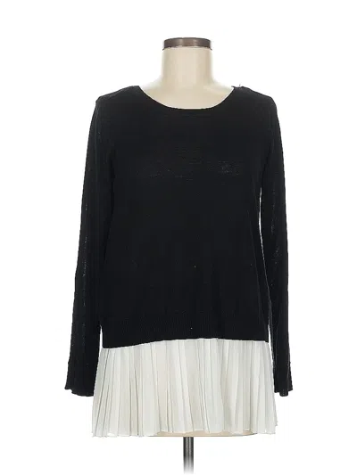 Pre-owned Fever Long Sleeve Top Black Crew Neck Tops