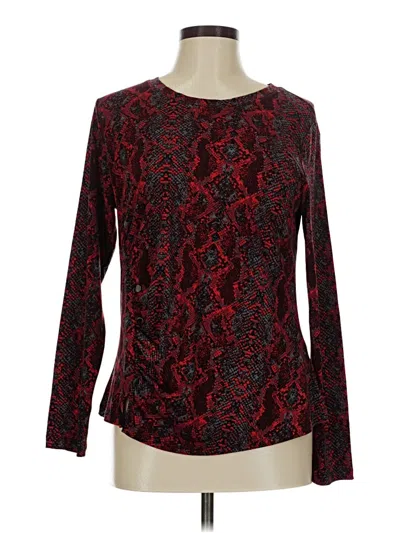 Pre-owned Fever Long Sleeve Top Burgundy Boatneck Tops