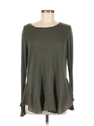 Pre-owned Fever Long Sleeve Top Green Boatneck Tops