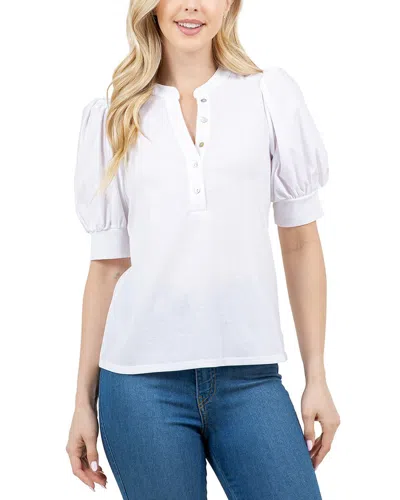 Fever Scoop Neck Henley Button Front Top