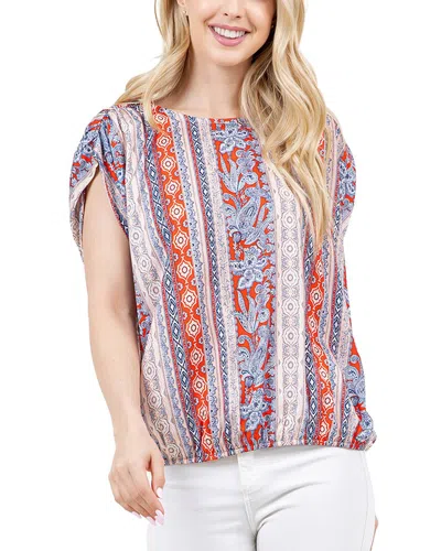 Fever Scoop Neck Top In Poinciana Banded Flowers