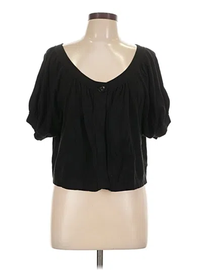 Pre-owned Fever Short Sleeve Blouse In Black