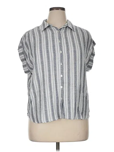Pre-owned Fever Short Sleeve Blouse In Gray