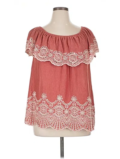 Pre-owned Fever Short Sleeve Blouse In Red