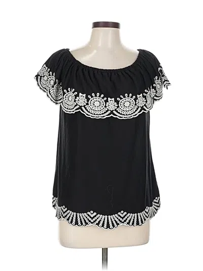 Pre-owned Fever Short Sleeve Top Black Off The Shoulder Neckline Tops